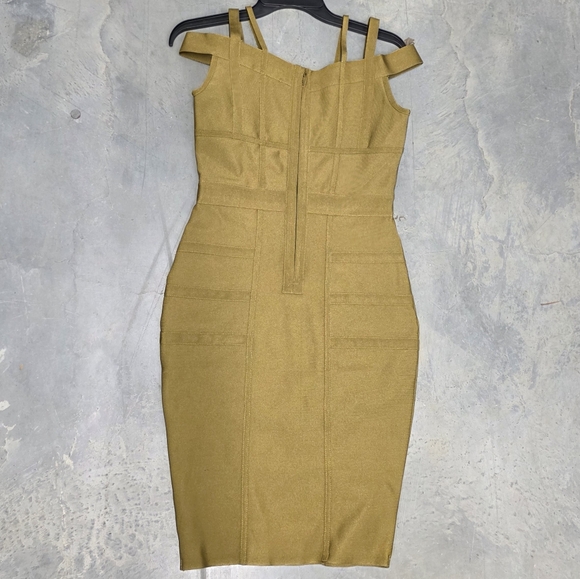 Fashion Nova Yellow Ruched Bodycon Cocktail Dress - Picture 3 of 7